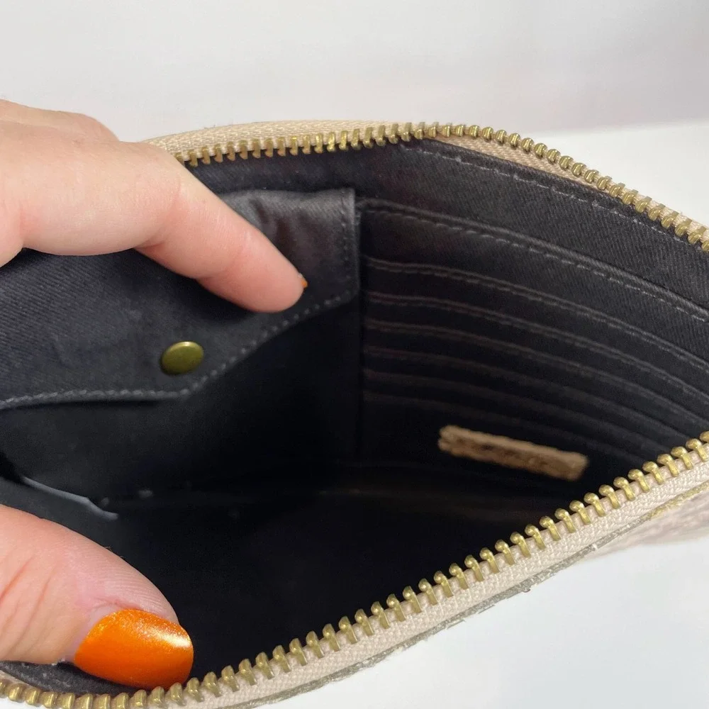 Madewell Womens The Leather‎ Pouch Clutch Snakeskin M Zip Inner Pocket Cards